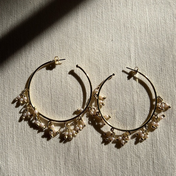 Tabandeh Gold Pearl Hoop Earrings - Picture 1 of 3